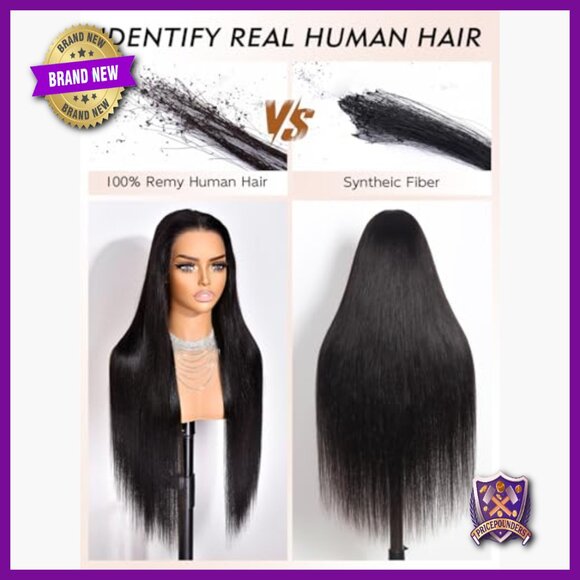 13x6 Lace Front Human Hair Wig Glueless Pre Plucked 20 Inch Straight main image 6